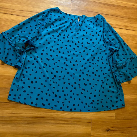 Lane Bryant Tops - Women Lane Bryant Teal Blue Blouse with Navy Blue dots!!!
